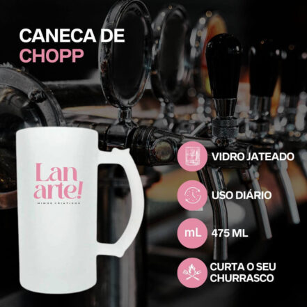 Caneca de Chopp de Vidro Jateado