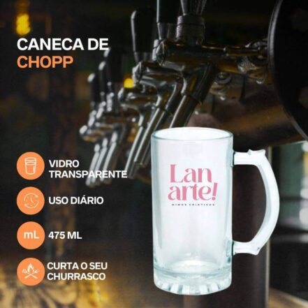 Caneca de Chopp de Vidro Transparente